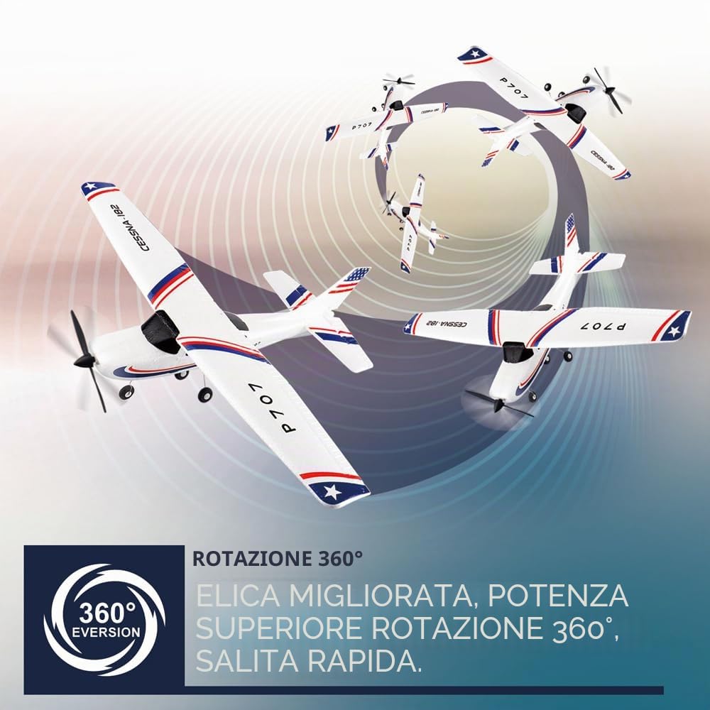P707 Aereo RC per adulti,3CH 3D6G Aereo Radiocomandato RTF ad ala fissa con 2 Batterie, Motore 720, Giocattolo per Principianti (2BSL)