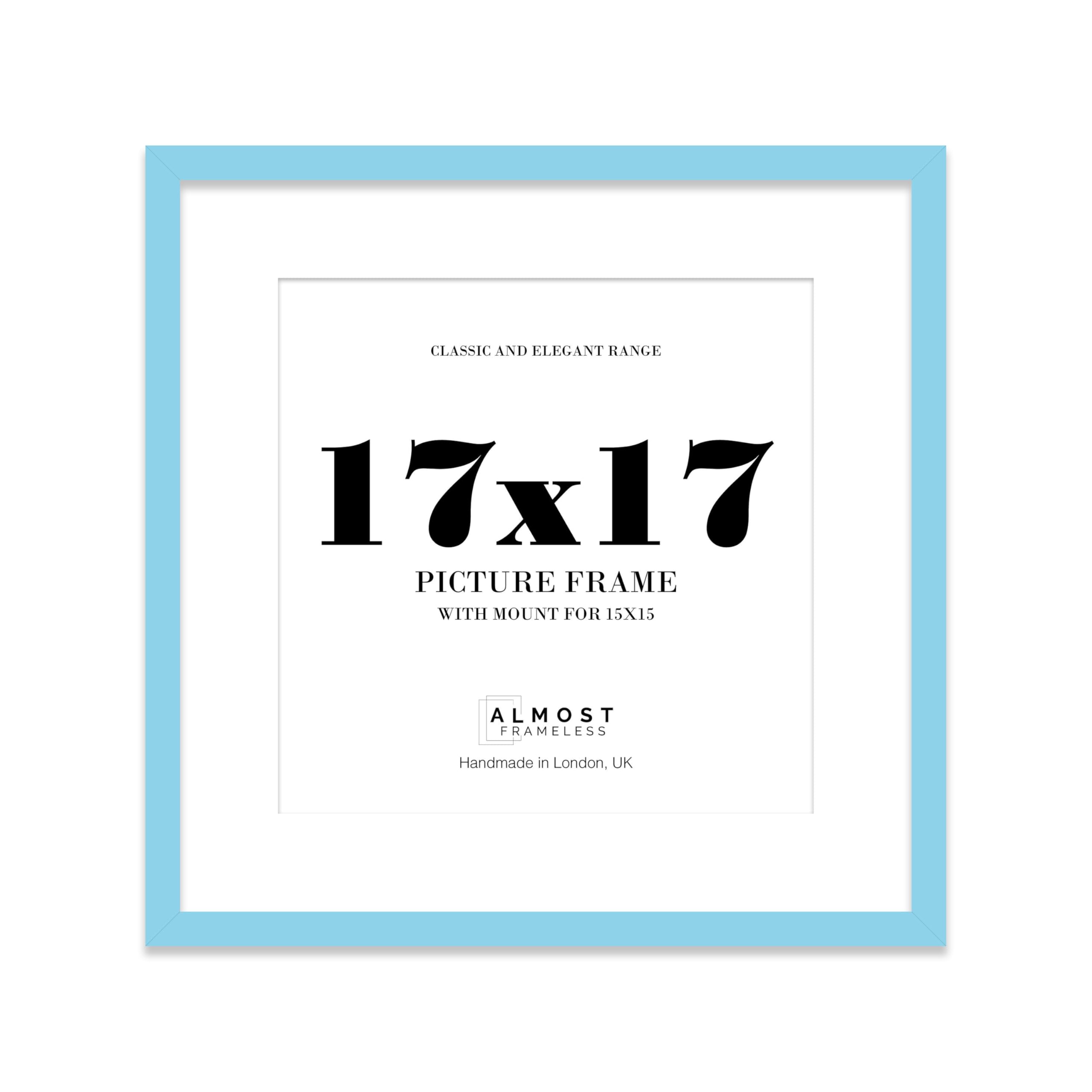 17x17 Light Blue Picture Frame with Mount for 15x15 Photos, Prints - Modern Square Wall Frame, 1 Pack