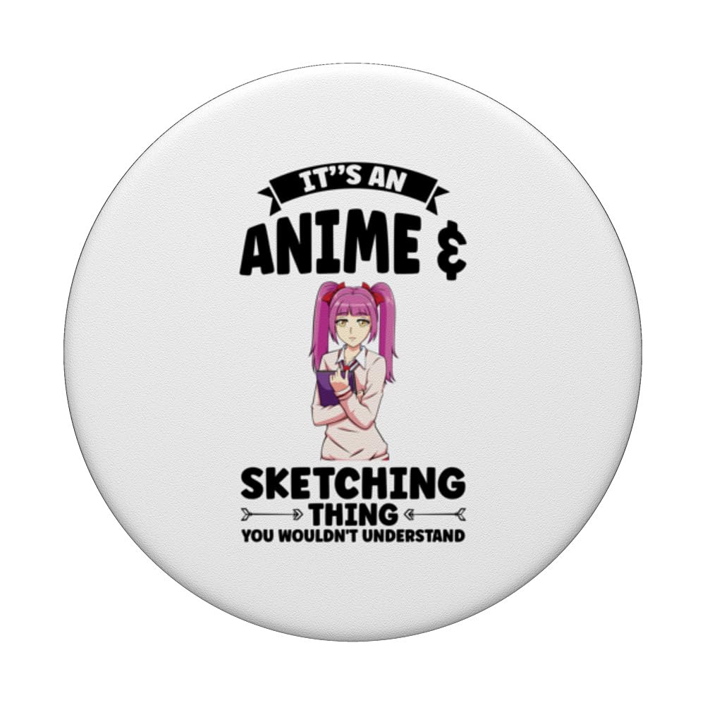 It's an Anime & Sketching thing Anime PopSockets Swappable PopGrip, Black - Image 3
