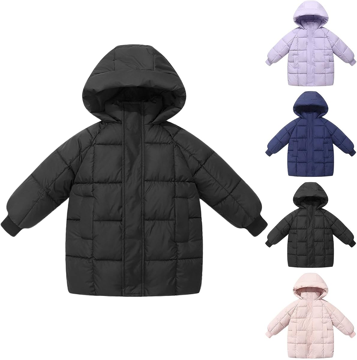 Chaqueta de invierno para niñas, Parka de piel de Sherpa suave y pesada, chaquetas para niños, abrigo largo con capucha