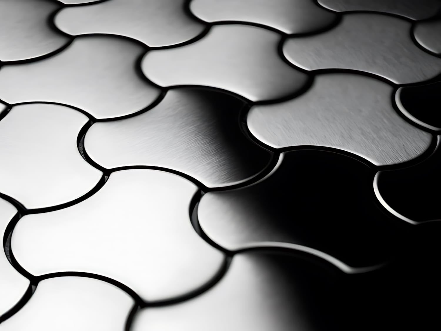 Mozaika płytka masywna metal stal szlachetna morska szczotkowana w kolorze szarym 1,6 mm grubości ALLOY Ubiquity-S-S-MB Designed by Karim Rashid 0,75 m2
