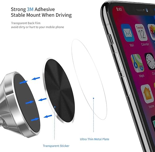 Miniatura 4 de SALEX Juego de 4 placas de metal de repuesto para soporte magnético para teléfono. Kit de 4 discos redondos sin agujeros para montaje en coche,