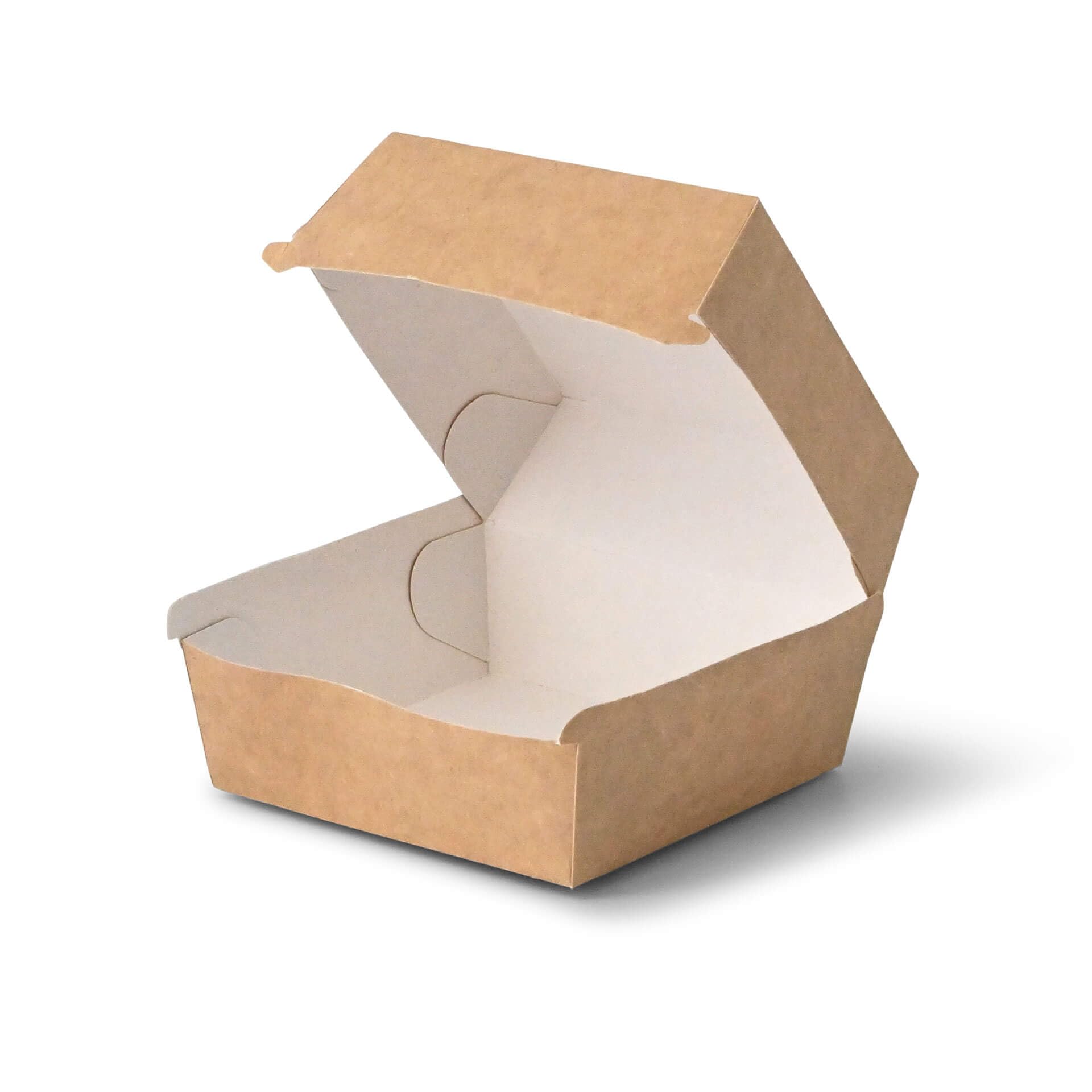 BIOZOYG Take Away Burger Box 300 pezzi I Scatole per hamburger con coperchio incernierato in cartone di fibra fresca I Imballaggio resistente ai grassi marrone-bianco 11,5 x 10,5 x 8 cm I Riciclabile