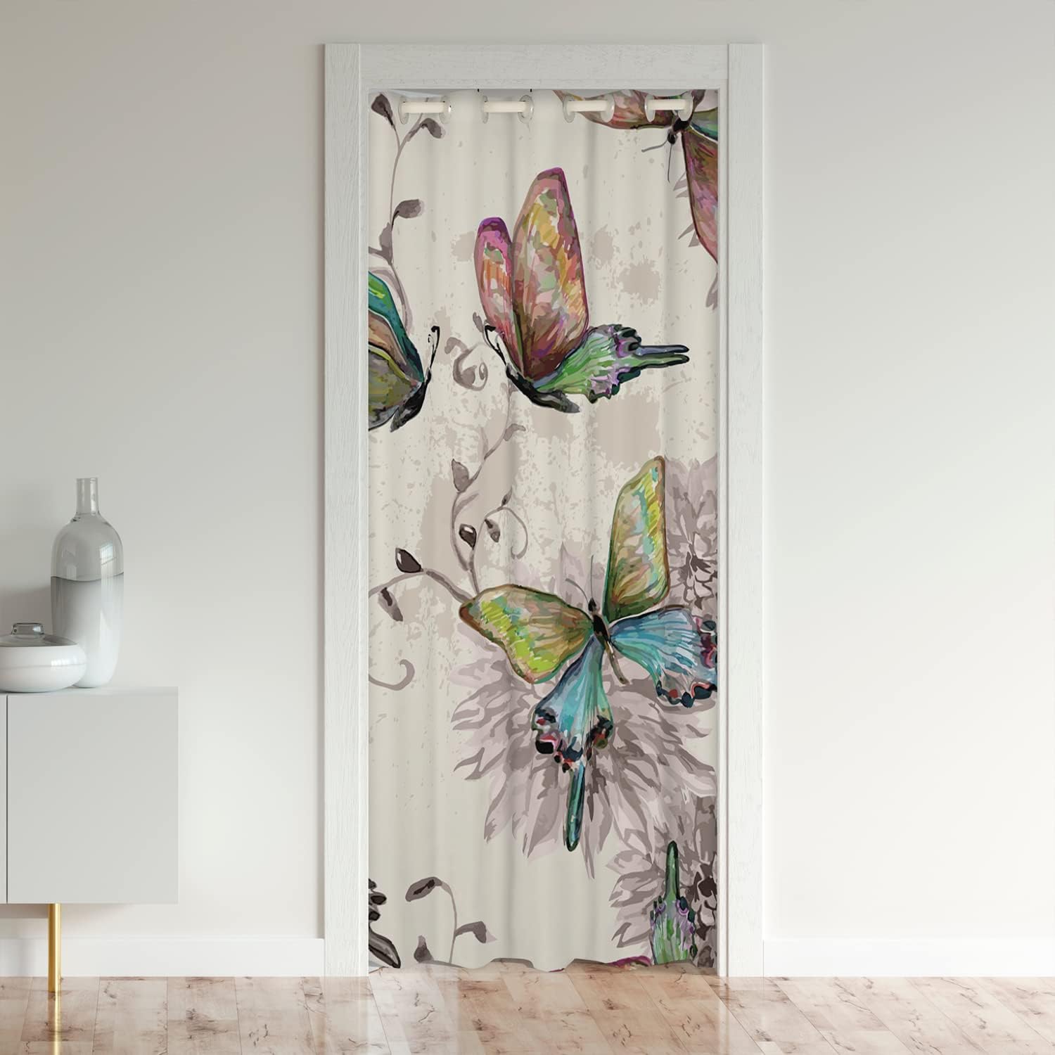 Rideau occultant de chambre floral coloré vintage grunge