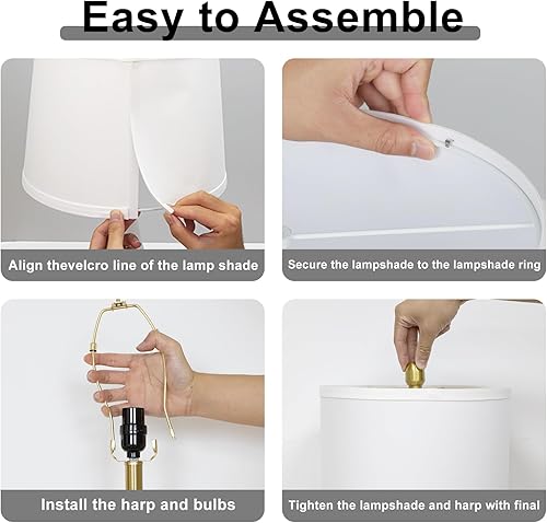 Miniatura 6 de Juego de 2 lámparas de mesa de cerámica de 25 pulgadas, modernas lámparas de mesa de cerámica de doble calabaza para sala de estar, lámparas