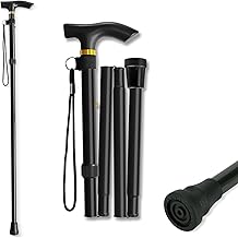 Walking Stick Adjustable Folding Walking Sticks for Women and Men, Walking Cane for Elderly Or Disabled, Folding Adjustable Height, Left Or Right Handed, Non-Slip Rubber Tip, Wrist