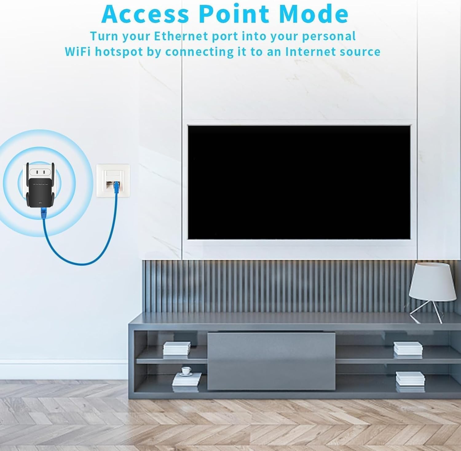 Ripetitore, ripetitore WLAN da 300 Mbps con Doppia Porta LAN, modalità WPS, AP, Compatibile con Tutti i Router WiFi Standard, dispositivi WiFi