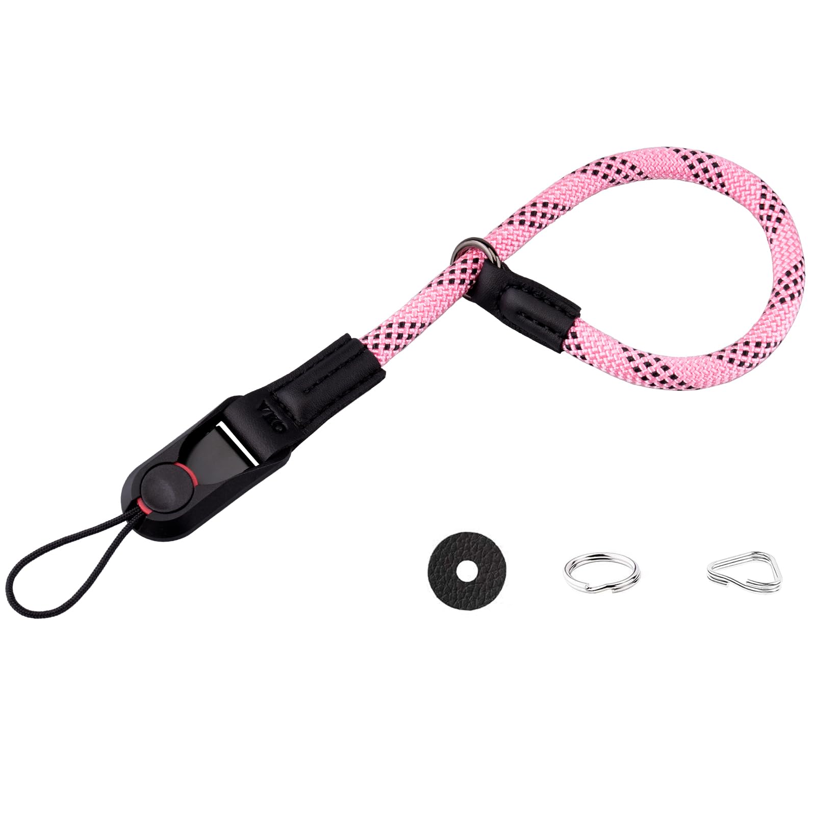 Vko Unisex Pink Black Camera Wrist Strap Quick Release Hand Strap For Man Woman Photographers Camera Wrist Band Lanyard Tether Loop Cord For Slr Dslr Digital Mirrorless Camera(Pink Black)