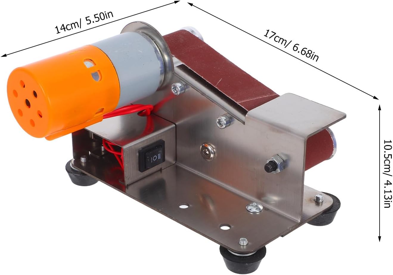 Portable Electric Mini Belt Sander with Iron Emery Material and Efficient Heat Dissipation for Woodworking Tools and Jewelry, Stable Operation for Daily Workshop Use and Deburring