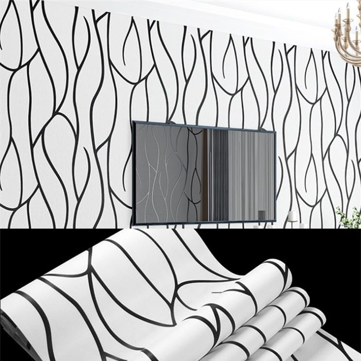 Image of CRIMSON DECORS Black&White Freestyle SELF Adhesive Wallpaper for Living Room Bedroom Office Hall Corridor Peel and Stick Vinyl Wallpaper - 200X45 CM - 9 SQFT