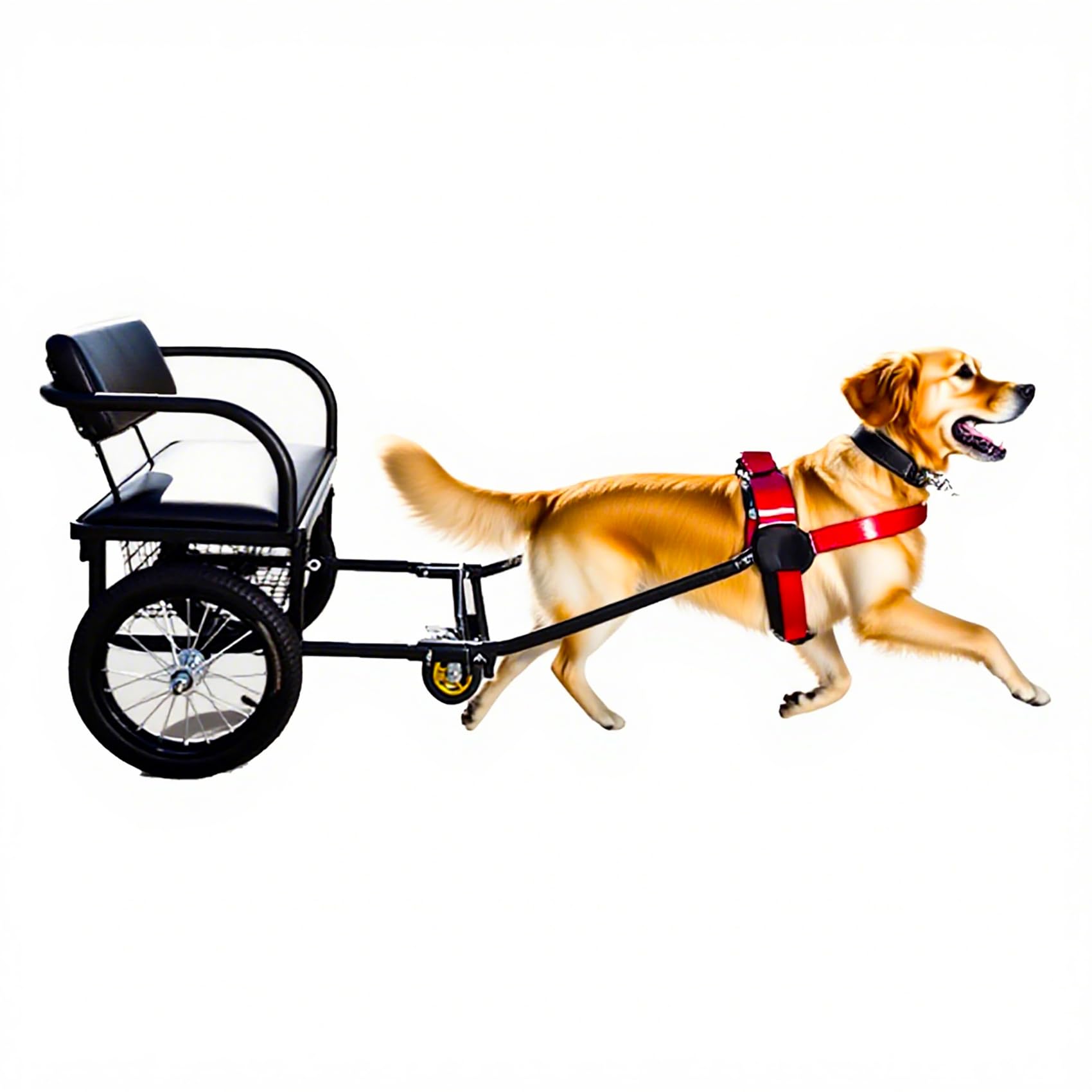 Carrello Trainabile da Cane con Sedile e Rimorchio Staccabile - Per Cani da 10 a 60 kg (22-132 lb) - Cinghia di Trazione, Pneumatici 14" per Tutti i Terreni + Freno a Pedale(Size:Dog Weight 40-60kg)
