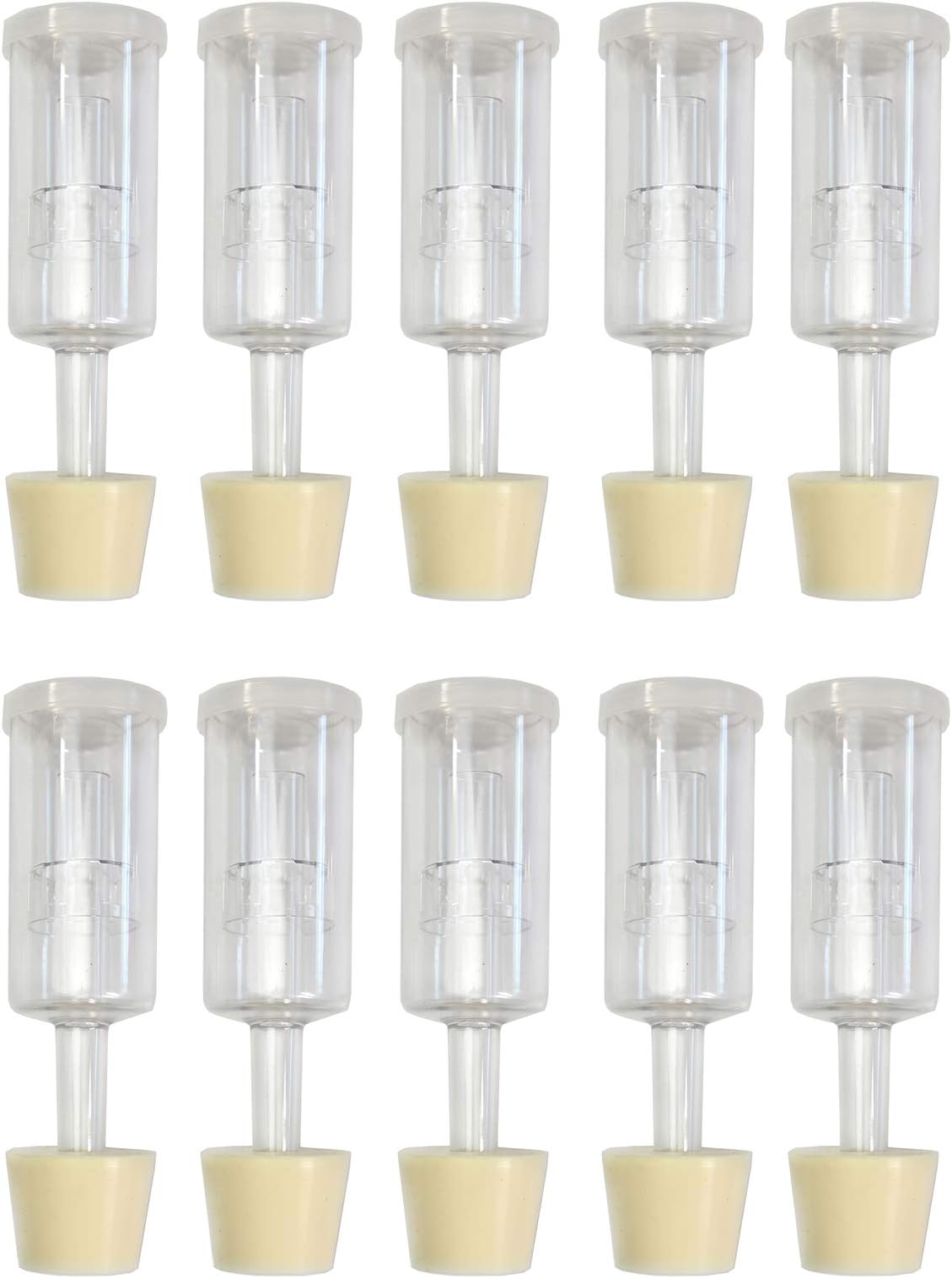 (10 Pack) Three-Piece Airlock and Drilled #6 Stopper Fermentation Beer Making Wine Making Kombucha Fits Gallon Jugs