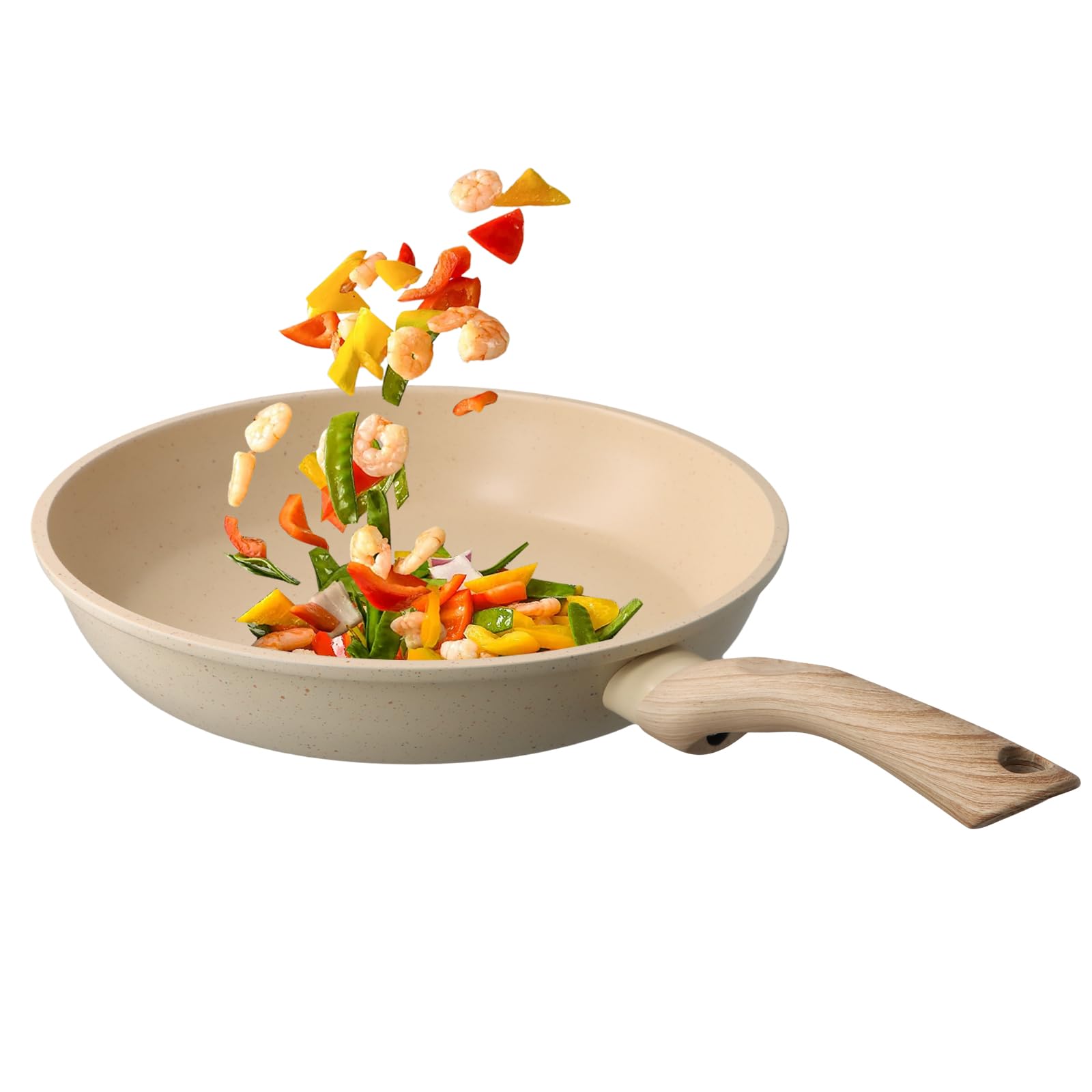 Frigideira Antiaderente Cerâmica 24cm com Cabo Amadeirado – Base para Indução, Compatível