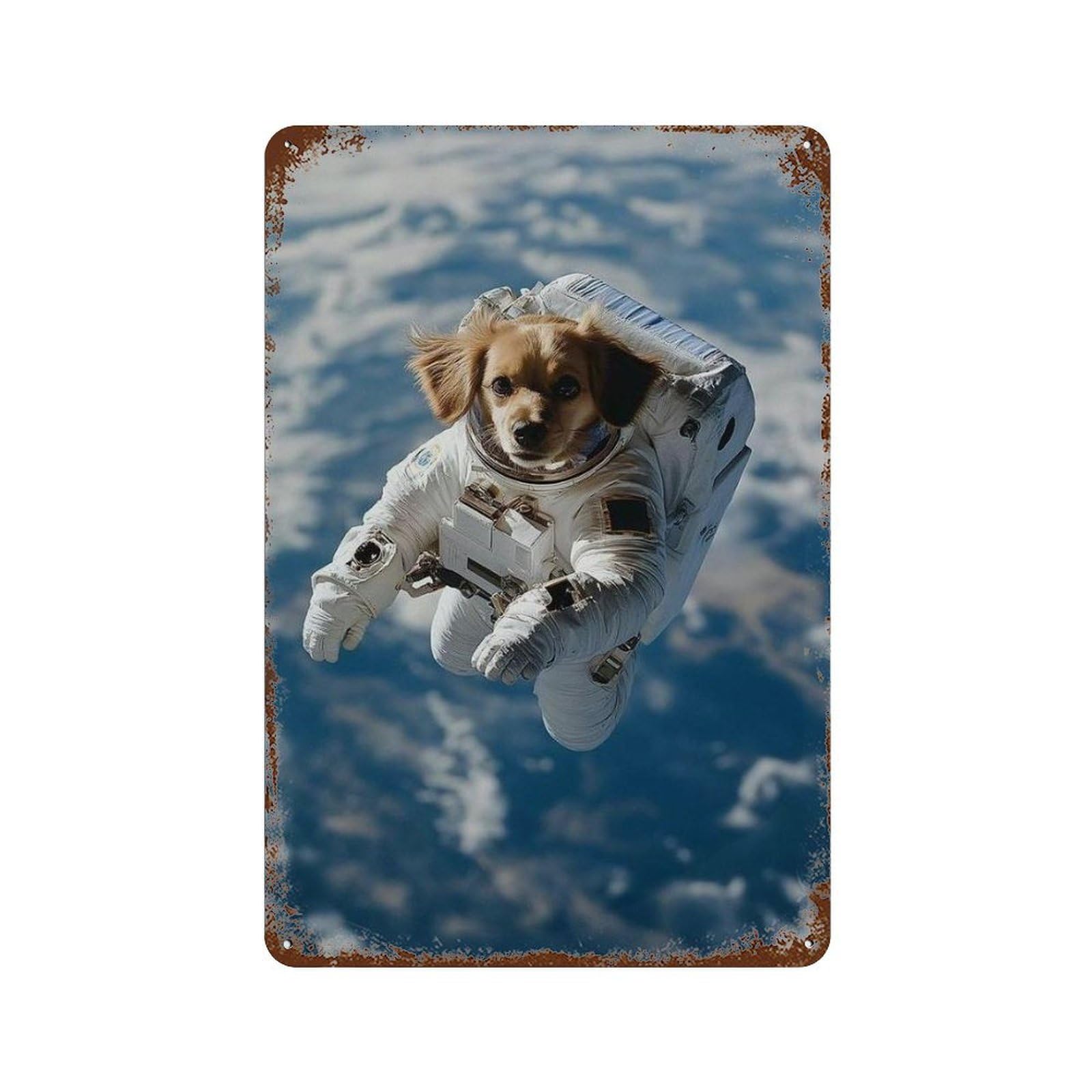 xiaoxiaoshen Astronaut Dog, Photography Prints, Wall Decor Art Metal Tin Poster Modern Home Decor Art Home Bar Shop Decorations Vintage Sign 30x20cm