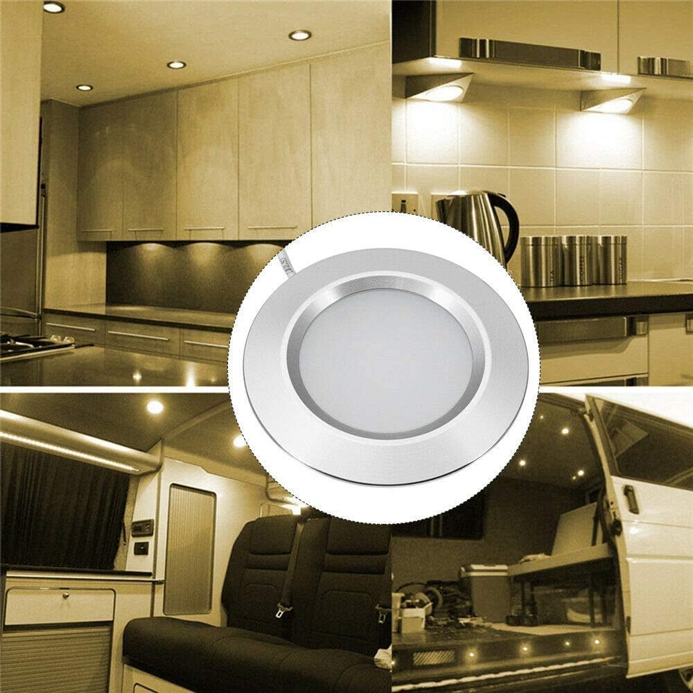 Lot de 8 lumières LED 12 V pour camping-car, remorque, bateau, Blanc chaud 2800K, 300 lumens, 3 W, basse tension, mini lampe encastrée à intensité variable