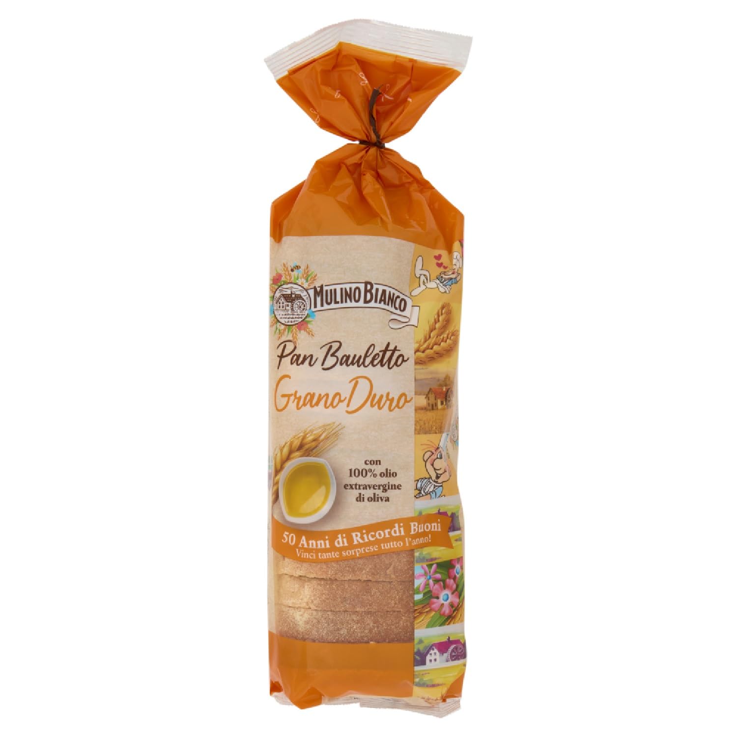 Mulino Bianco Pan Bauletto al Grano Duro 400g, Hartweizengrießbrot 8x400gr + Italian Gourmet polpa 400gr