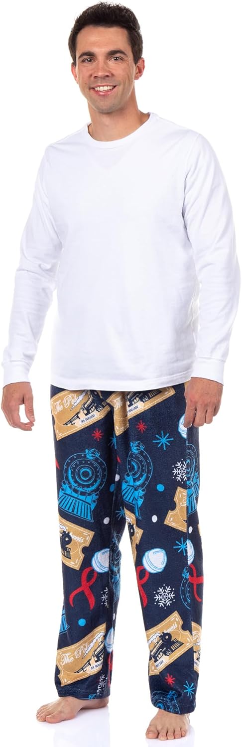 INTIMO The Polar Express Pajamas Men's Ticket To Ride Plush Fleece Lounge Sleep Pants - Image 2