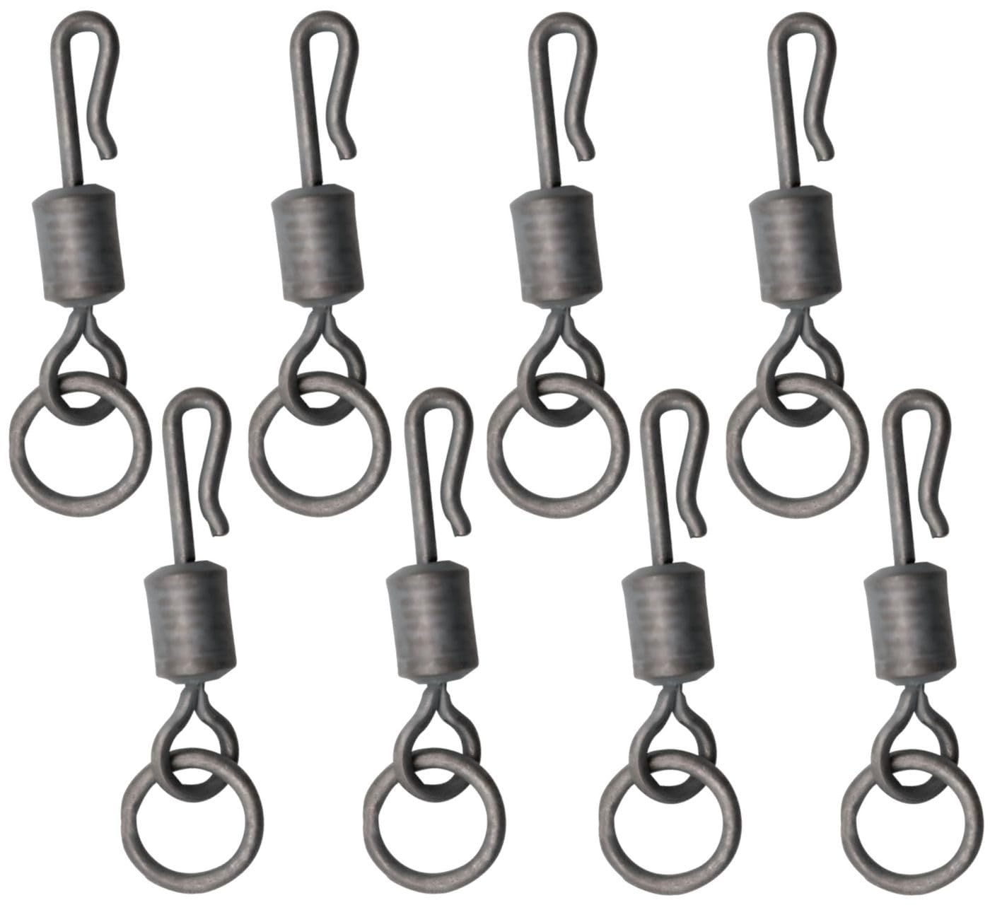 Korda PTFE QC Ring Swivel, Size 11, PTFE Coating, Quick-Change Design, Pack of Eight, Reduces Friction for Improved Performance in Carp Fishing, Durable and Versatile Swivels