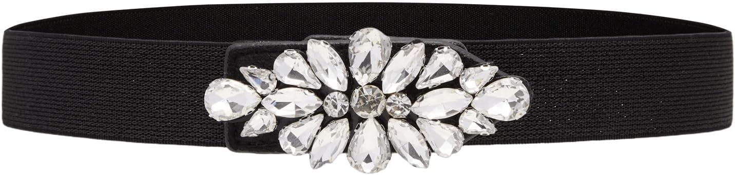 Womens Belts for Dress Fashion Rhinestone Elastic Bow Belt Skinny Waist Belt