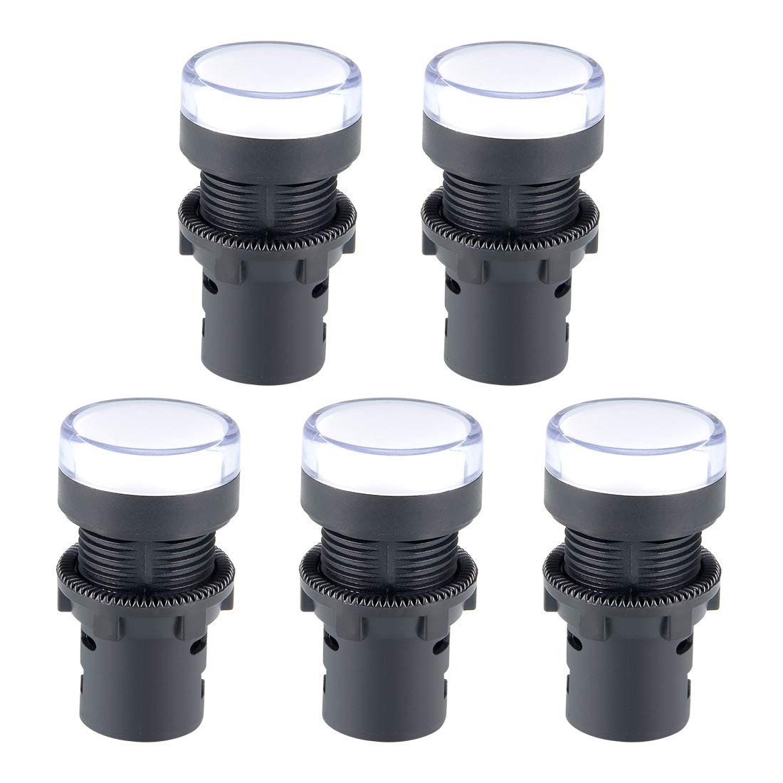 uxcell 5Pcs AC/DC 24V Indicator Lights, White LED, Flush Panel Mount 7/8" 22mm