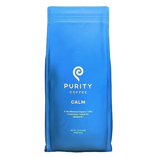 Purity Coffee CALM - Granos enteros descafeinados de tostado medio  Certificado por USDA orgánico especializado en agua suiza arábica procesada