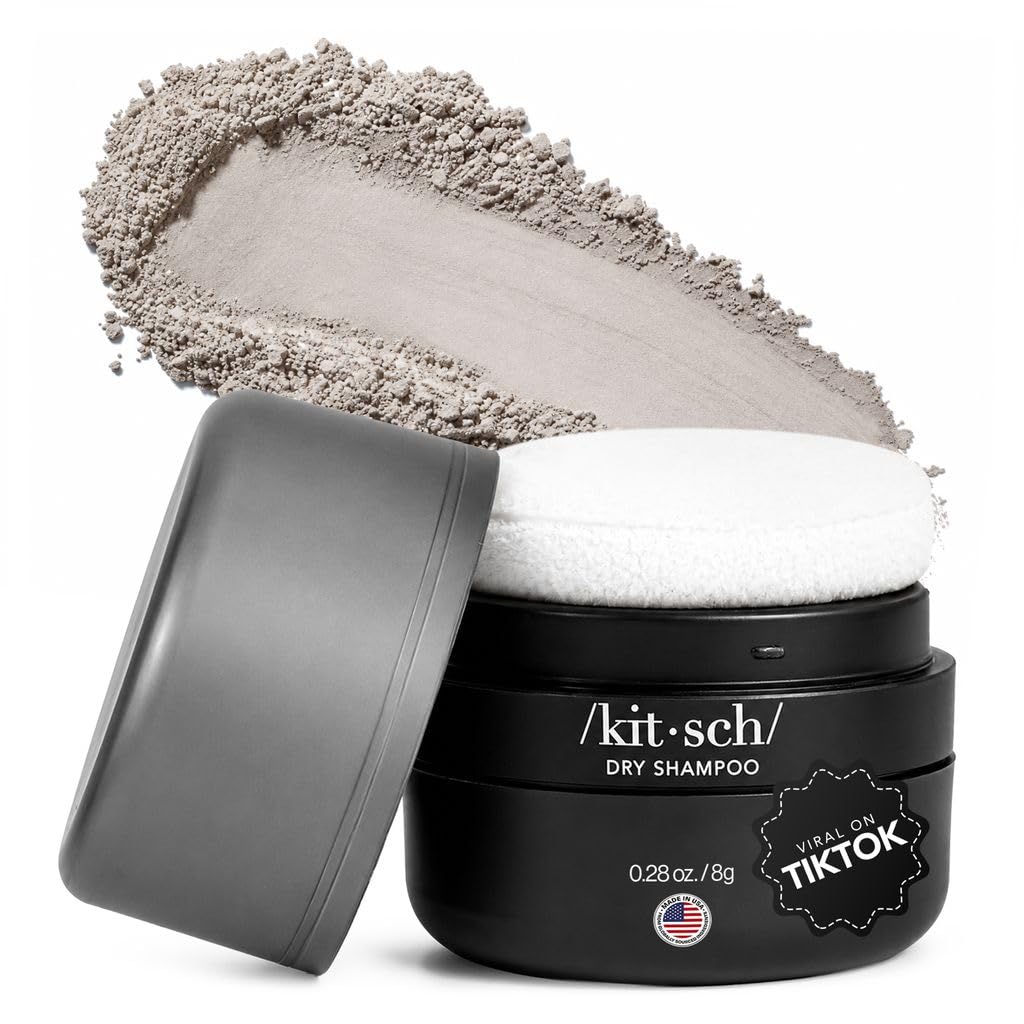 Kitsch Volumizing Rice Protein Dry Shampoo For Women Powder Puff - Dark, 8g
