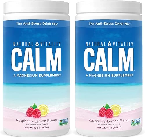 Natural Vitality Calm Suplemento de citrato de magnesio suplemento de magnesio antiestrés mezcla de bebidas en polvo frambuesa limón vegano sin