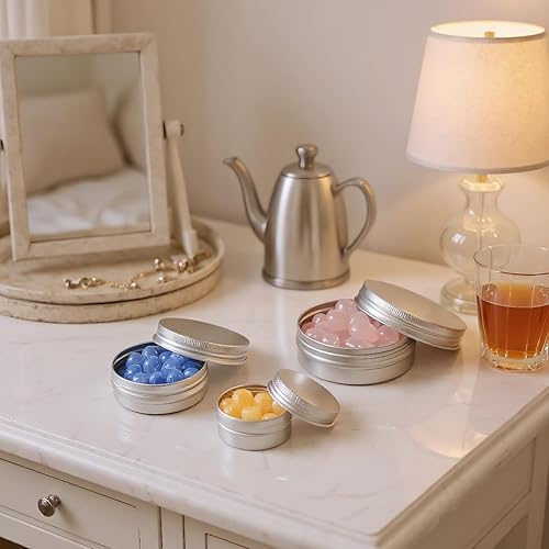 Miniatura 5 de LJY Tarro de lata de aluminio recargable, botella redonda para proyectos de bricolaje, regalos, cosméticos, crema, diamante, ungüentos, bálsamos,