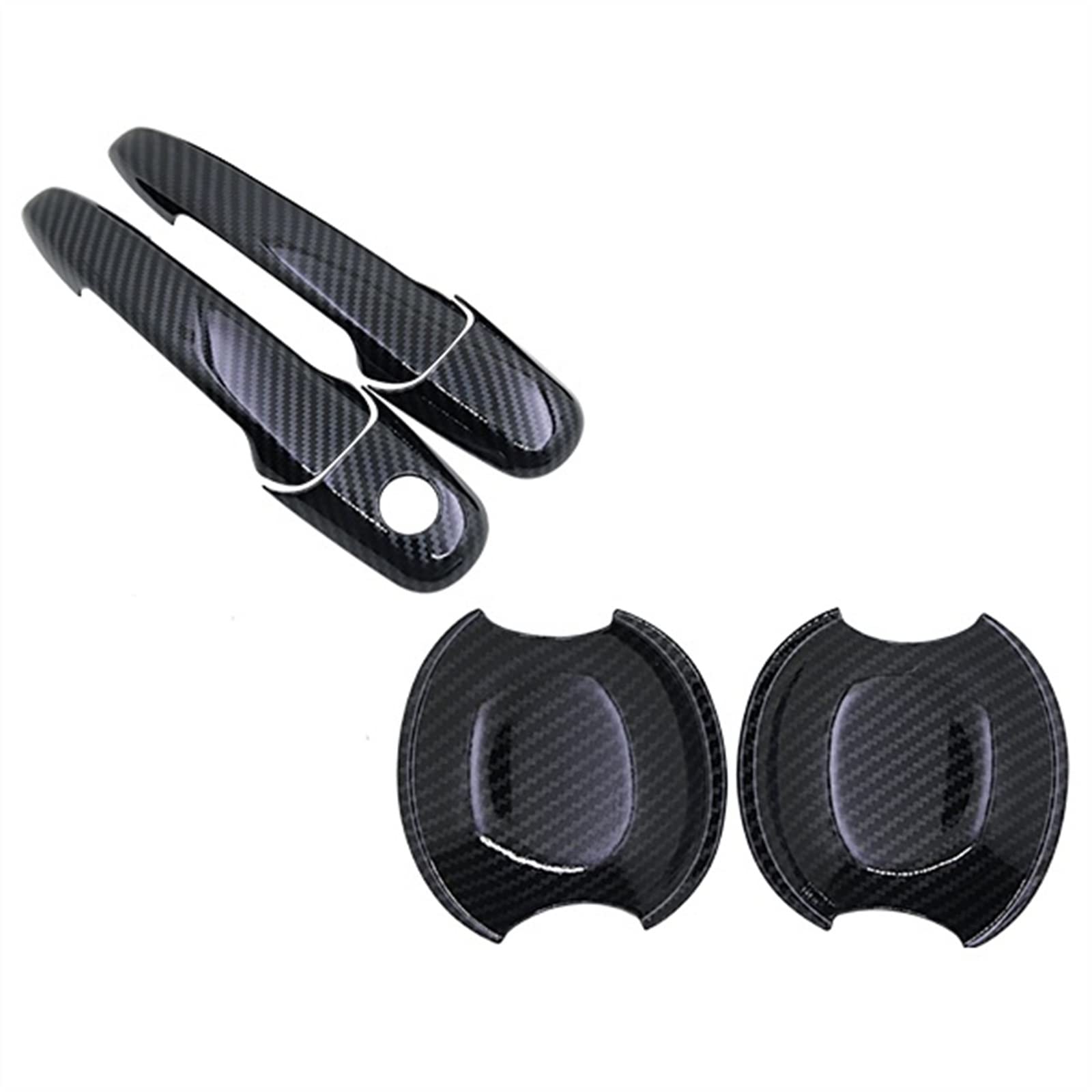 Jtwmty Style 4 Carbon Fiber Car Door Handle Cover Accessories For Ford For Mustang For Shelby Gt Gt500 2005 2006 2007-2014(Style 4)