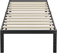 Vista 17 de ZIYOO - Base de cama individual de 18 pulgadas de alto con listones de madera de 3 pulgadas de ancho con soporte de 2500 libras, sin necesidad