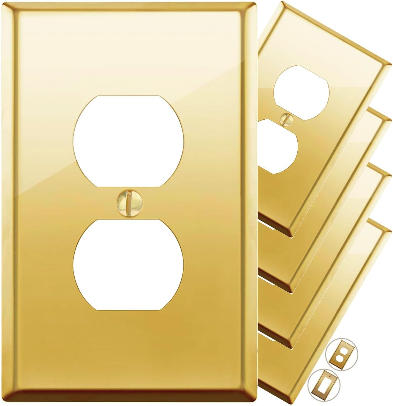 Rio Salto STANDARD SIZE Polished Brass Metal Outlet Cover or Light Switch Cover Wall Plate