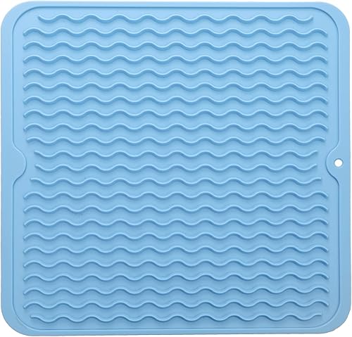 Miniatura 35 de Tapete de silicona para secado de platos para múltiples usos, fácil de limpiar, ecológico, resistente al calor, tapete de silicona para encimera