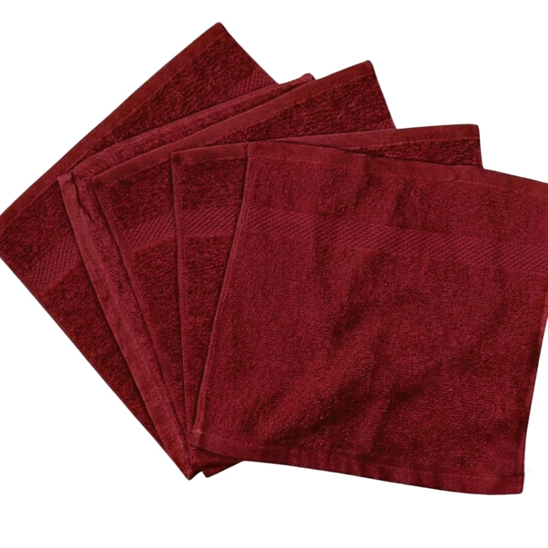 Diamond Tex Pack of 6, 12, 24, 36, 48, 96 Face Cloth 100% Egyptian Cotton Soft Flannels Set Quick Absorbent Washcloth 500-GSM Gym, Golf Hand Wash Towels 30x30cm (Wine, 36)