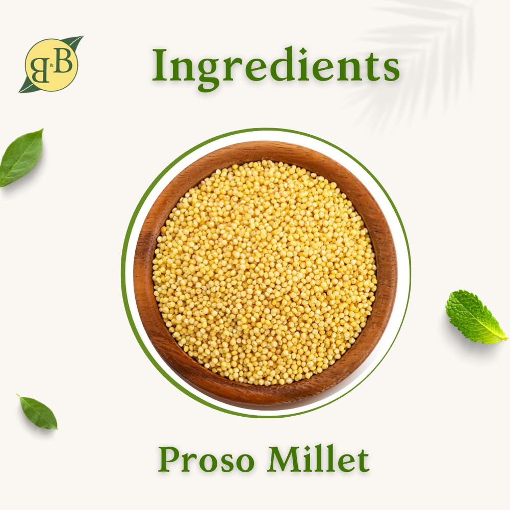 B&B Organics Proso Millet (1 kg / 2.2 pound)/ Panai Varagu/Whole Grain Millet/Fibre & Nutrient Rich/Indian Millet