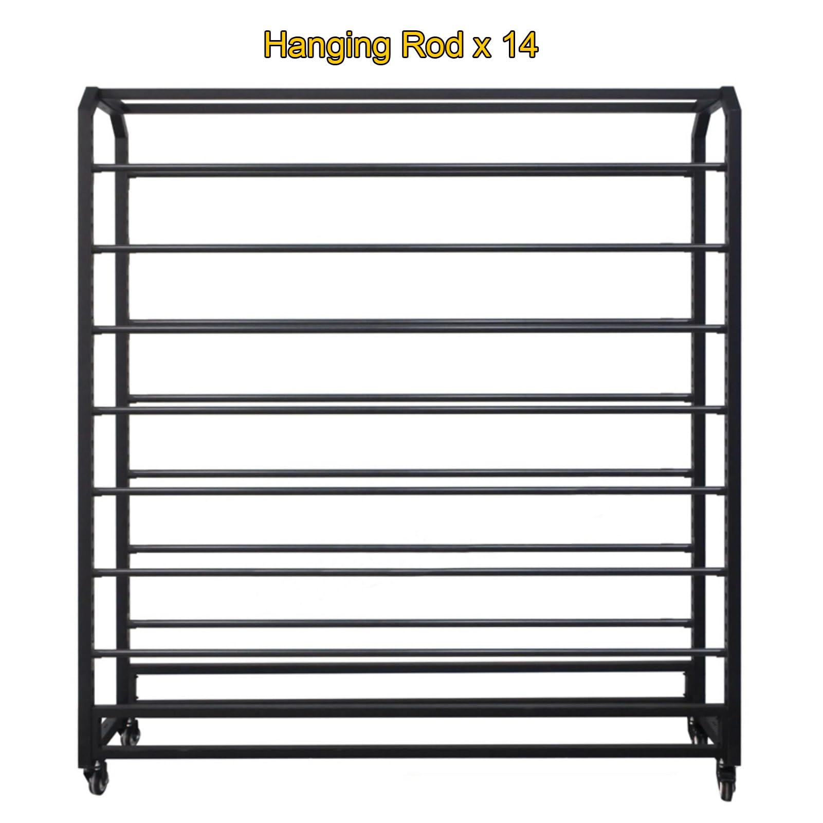 Generico Espositore Metallico Regolabile con Ruote, Carrello Porta Rotoli di Tessuto di Grandi Dimensioni per pellicole viniliche, Carta da Parati e pellicole per vetri Auto, 14 aste, 175 cm - Soluzi