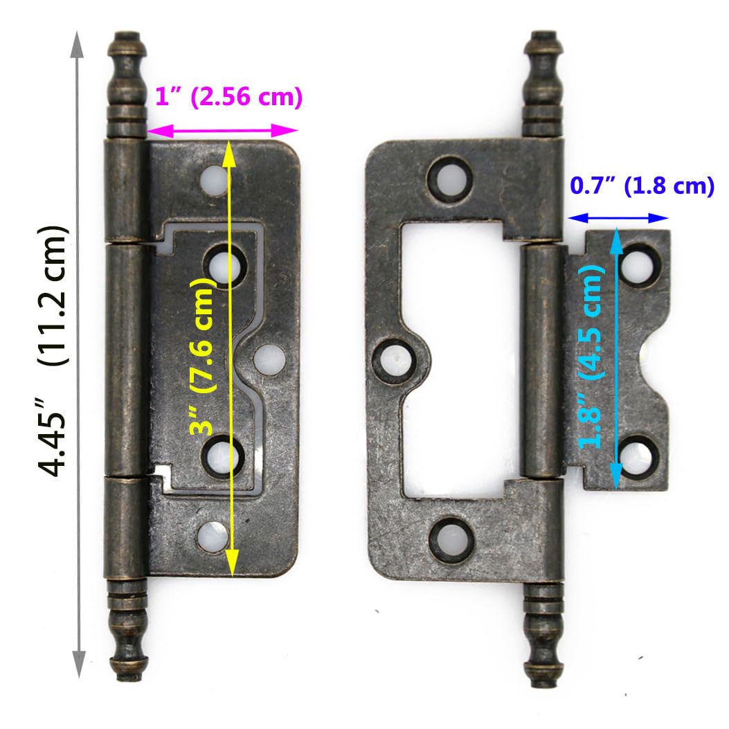 4 cerniere in bronzo antico con asse allungato, cerniere in stile vintage per scatole di legno, porte, armadietti, lunghezza piastra di 76 mm, dimensioni grandi