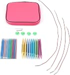 Maxmartt Knitting Needles Set, 26 PCS Interchangeable Circular Knitting Needle Set, 13 Sizes 2.75mm-10mm Aluminum Double Pointed with Case for Knitting DIY Craft