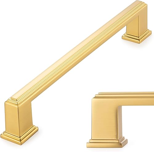 Miniatura 12 de KOOFIZO - Paquete de 10 tiradores de gabinete de cocina de latón antiguo de 3-3/4 pulgadas, manijas vintage de gabinete de latón, herrajes
