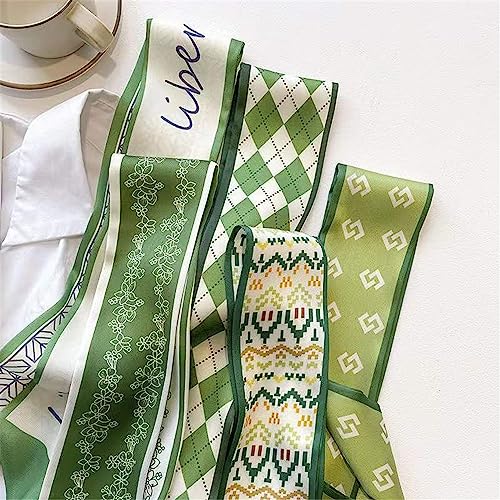 QTMY 5 Pack Purse Scarf for Bags Silk Head Scarf for Hair Handbag Women Scarfs Band Hair Neck Scarves Fashion Gifts,022