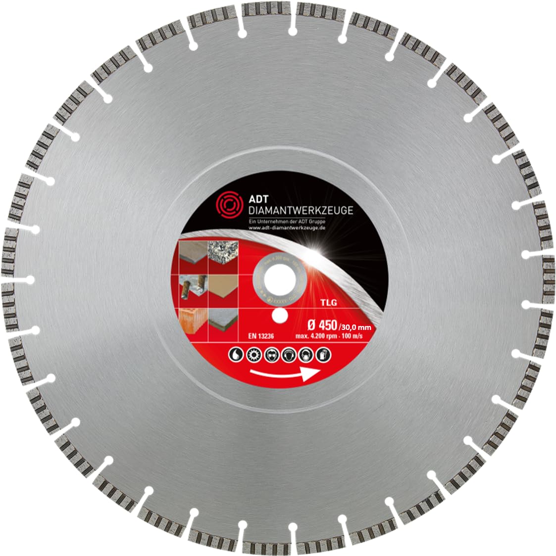 Diamanttrennscheibe Granit/Beton TLG Premium Ø 450 mm 30,0 mm