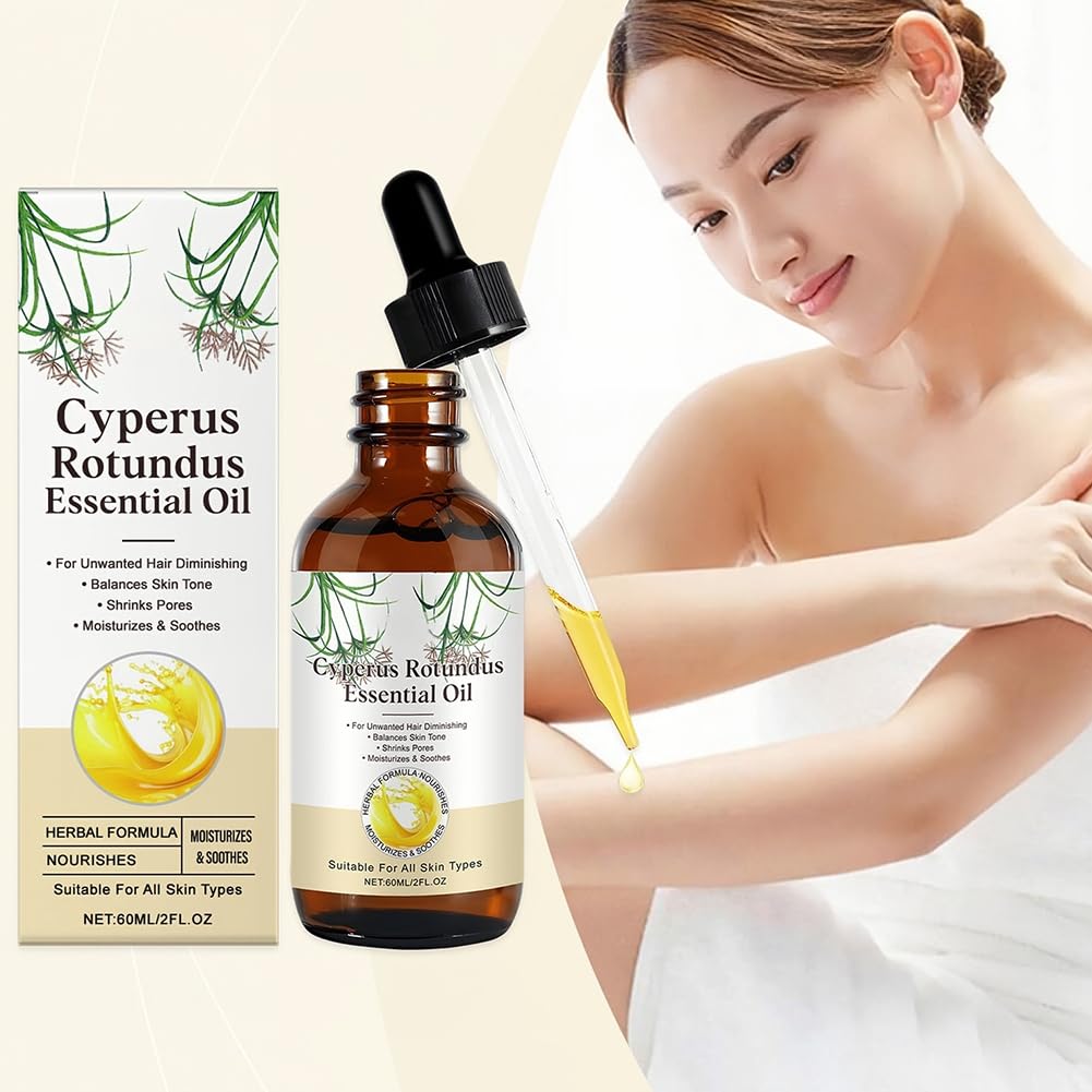 Flintronic 2 sztuki olejku Cyperus Rotundus, 120 ml, naturalny olejek Cyperus Rotundus do depilacji, olejek cyprysowy z zakraplaczem, do zmniejszenia wzrostu włosów na ciele i nawilżenia skóry