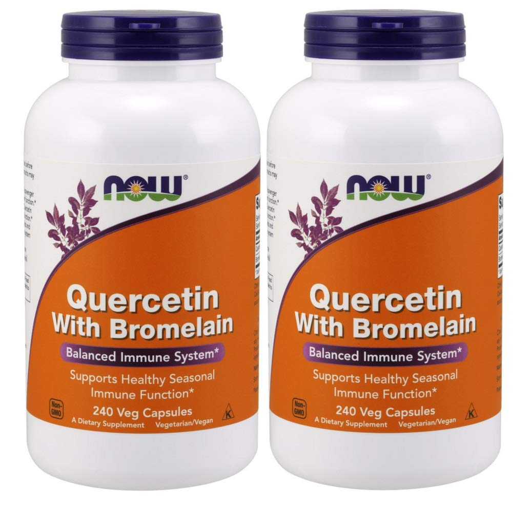 NOW Foods Quercetin with Bromelain, 240 Vegetable Capsule (2 Pack) 240 Count (Pack of 2)