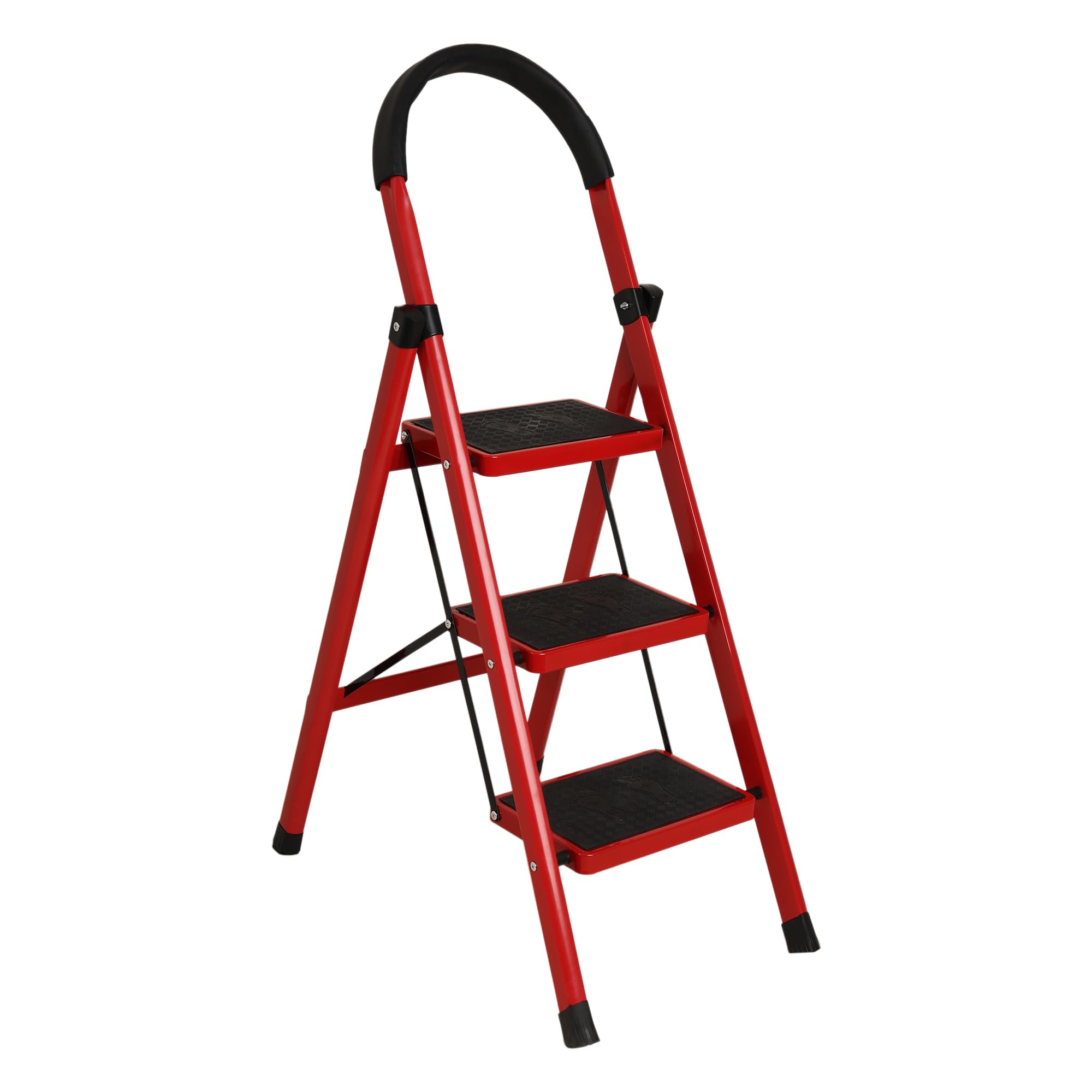 AULKI 3-Step Foldable Ladder for Home Use | 4 ft Heavy Duty Mild Steel Ladder | Powder Coated | Easy to Use (Red & Black) (B0D2LFQ2KY) Amazon Price History, Amazon Price Tracker