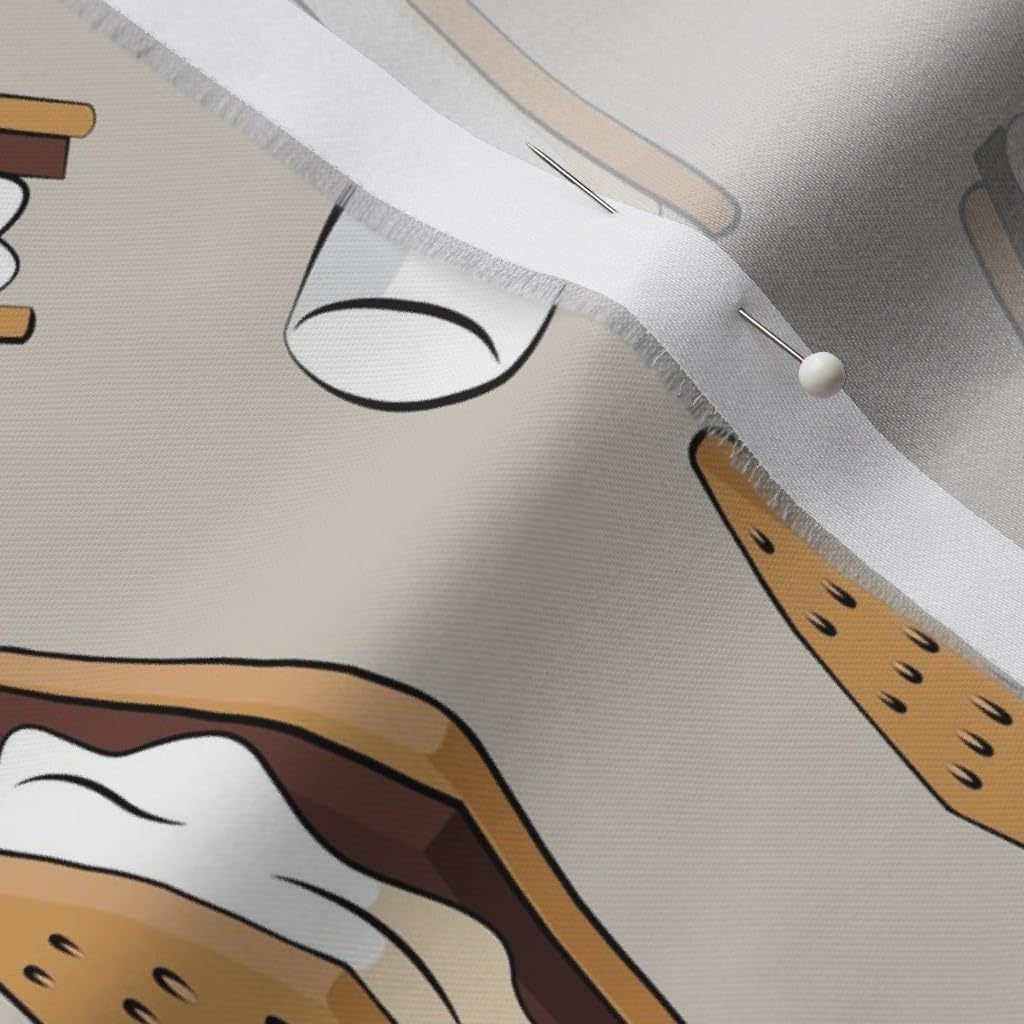 Spoonflower Fabric - Marshmallows Beige Camping Little Arrow Food Sweets Summer Printed on Organic Cotton Sateen Fabric by The Yard - Sewing Quilting Apparel Home Decor