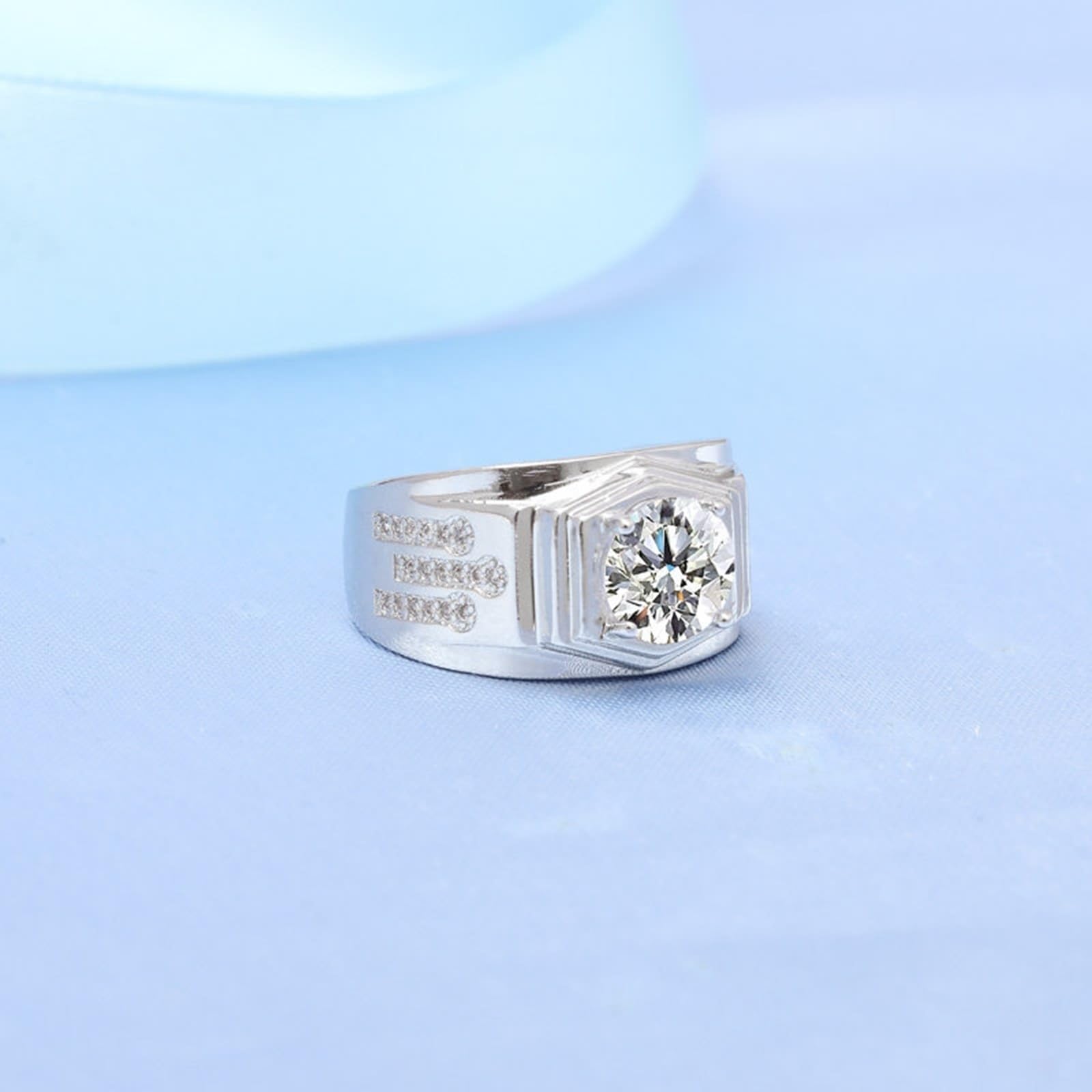 Wycian Anillo de compromiso para mujer y hombre, plata de 18 quilates, oro blanco de 18 quilates, diamante de laboratorio, con circonitas, talla 54 (17,2), clásico para mujer y día de la madre