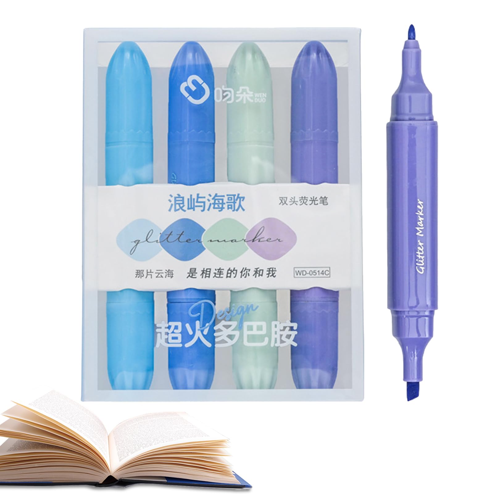 Bunte Textmarker,4 Stück Textmarker mit doppeltem Ende | Textmarker-Stift, ästhetische Textmarker, Textmarker-Set, Dicke Textmarker zum Organisieren und Ausmalen