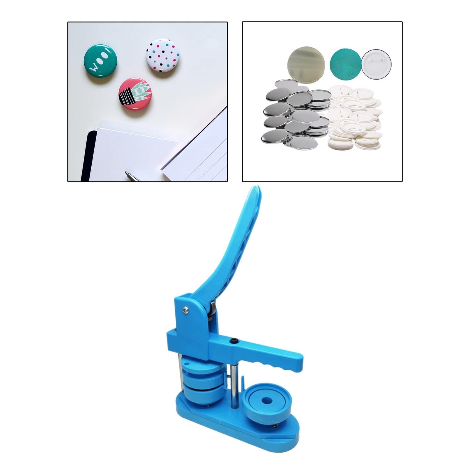 Perforadora de Insignias, Molde 58mm, fabricación Redondas Hechas a Mano, Insignia botón DIY con Pin, Suministros Botones en Blanco
