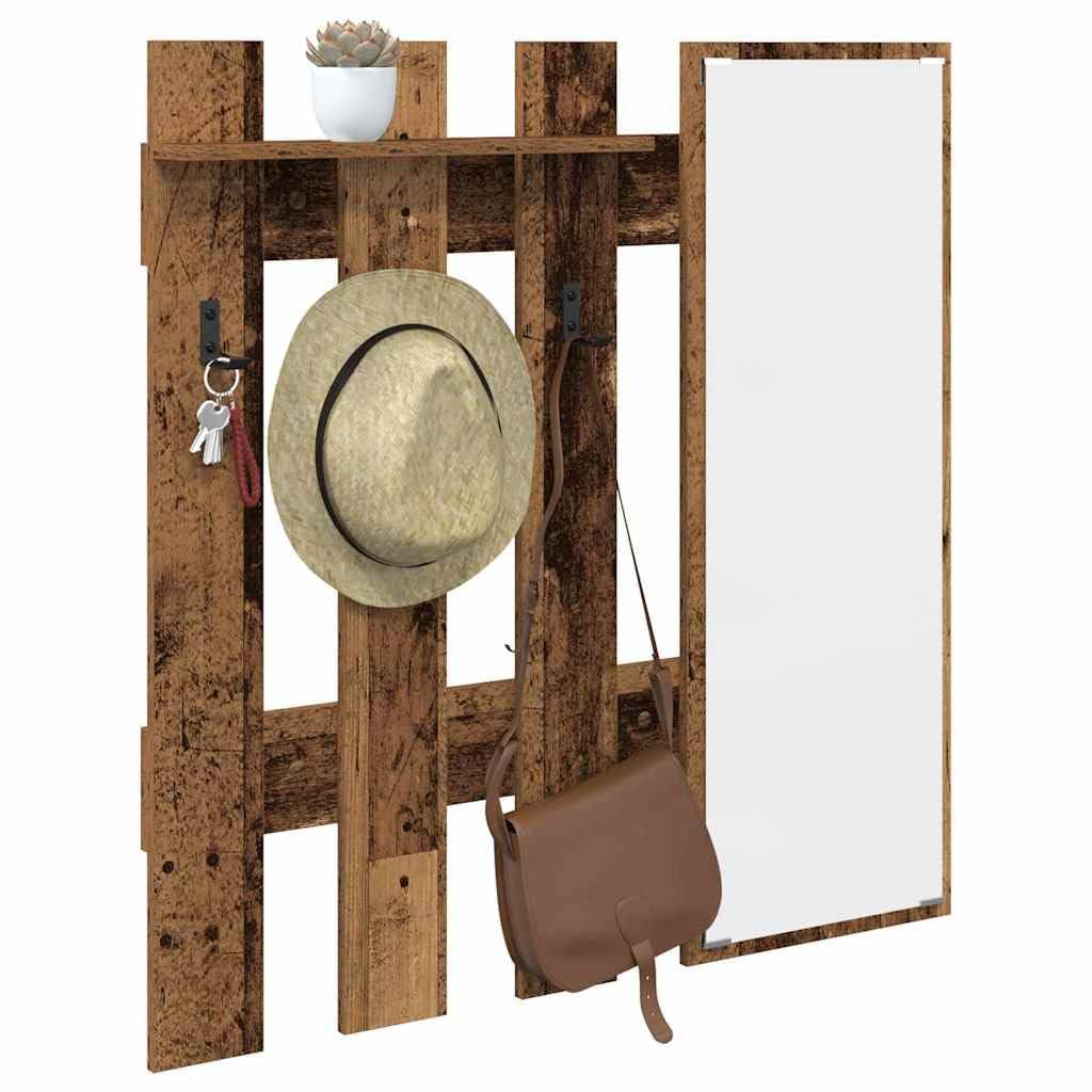 Wandmontierter Garderobenständer aus Holzwerkstoff in Altes Holz - Modernes Design, Robust und Langlebig für Flur, Wohnzimmer und Schlafzimmer