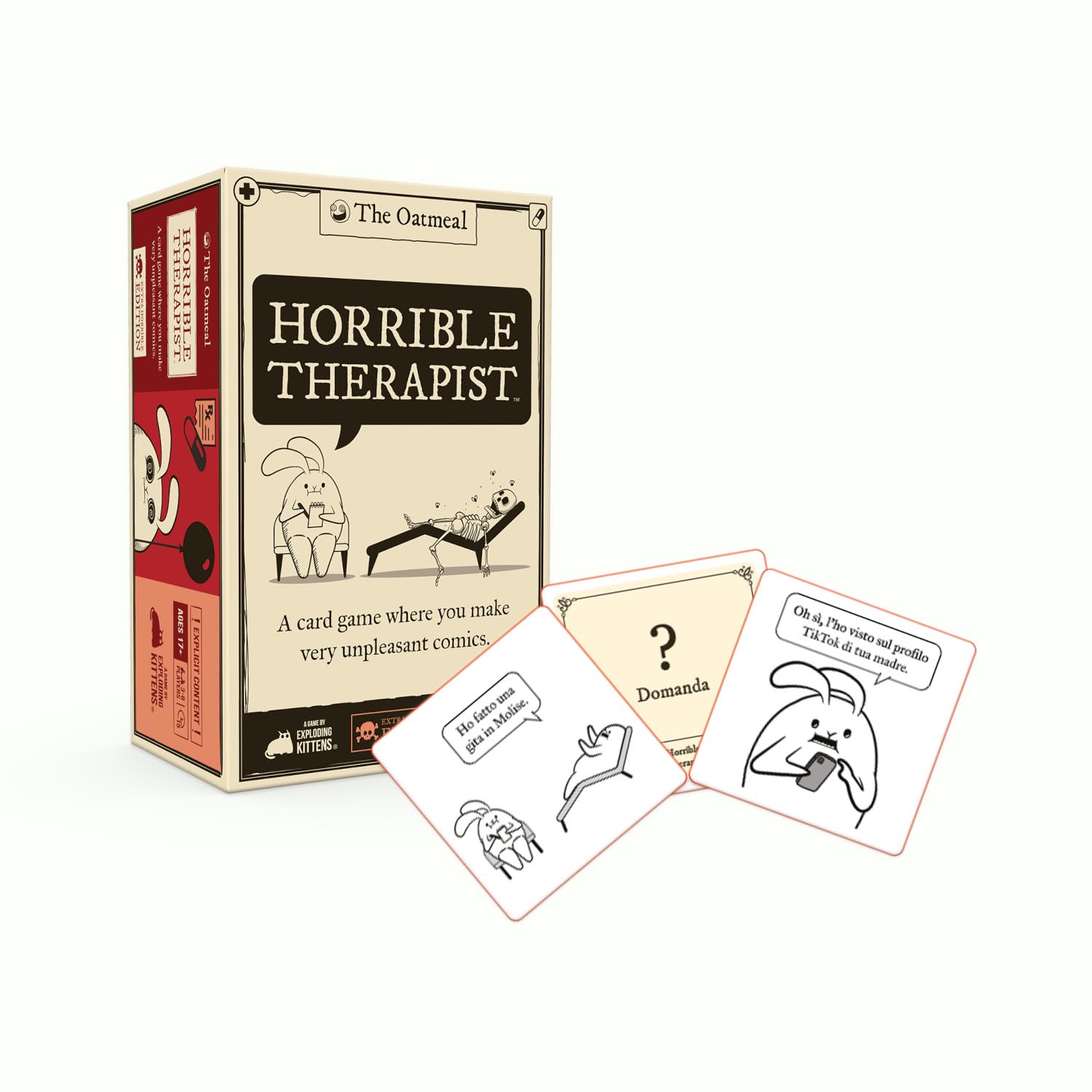 Asmodee Horrible Therapist, Card Game, A Party Game by Exploding Kittens, 3-8 Players, 17+ Years, Italian Edition