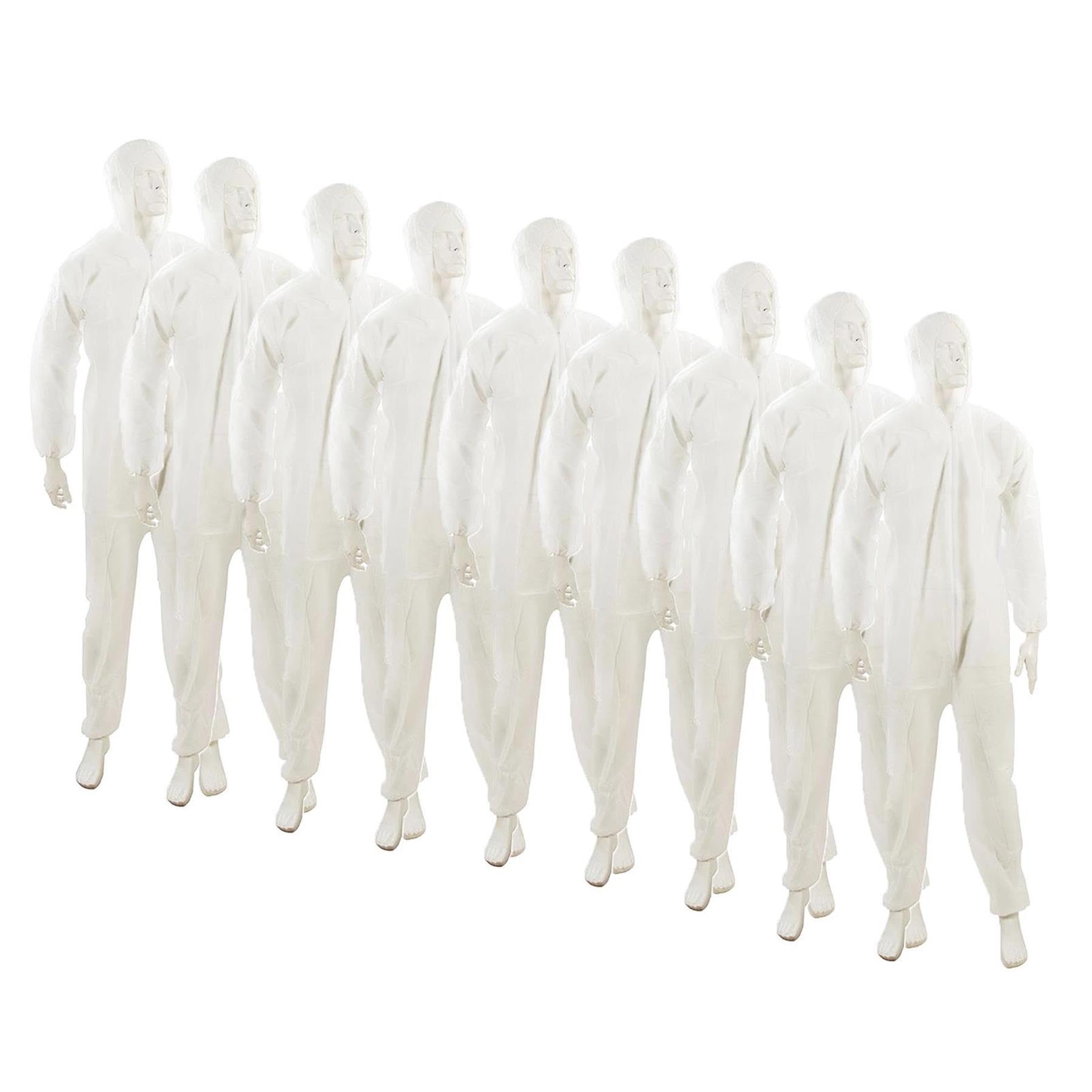 Dapetz ® 20 Pack Disposable Coverall Protective Suits Overall Suits with Hood XXL 185cm 73", Elastic Cuffs, Ankles, and Hood, Zip Front Opening for Painting, Cleaning, Safety Workwear, Men, Women
